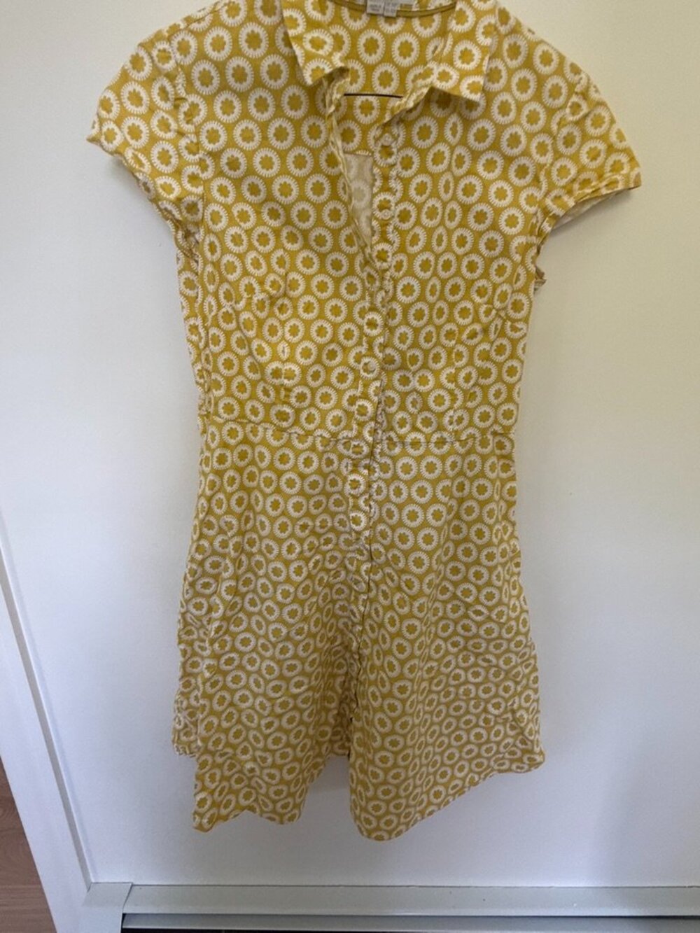 Boden Yellow Medallion-Print Shirtdress (UK 14R / US 10R)